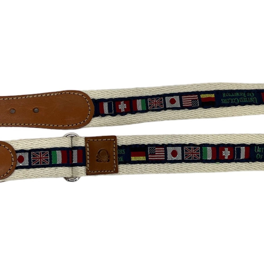 United Colors Of Benetton Flag Belt Italy Benetton 100% Cotton S Vtg 1980s - Picture 6 of 10
